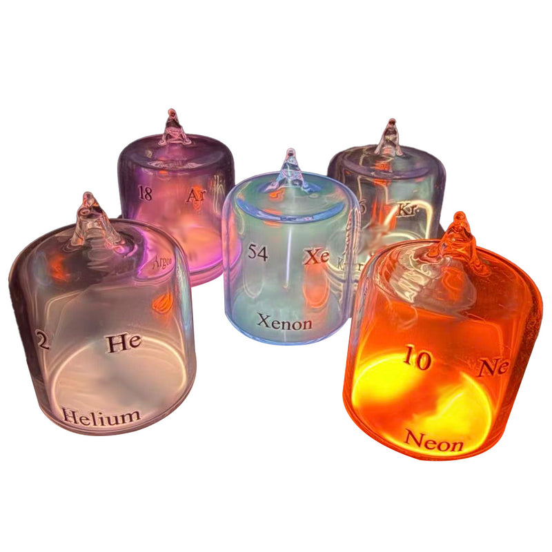 Periodic Table Inert Gas Collection Set, High Purity Noble Gas Glass Display for Science Enthusiasts