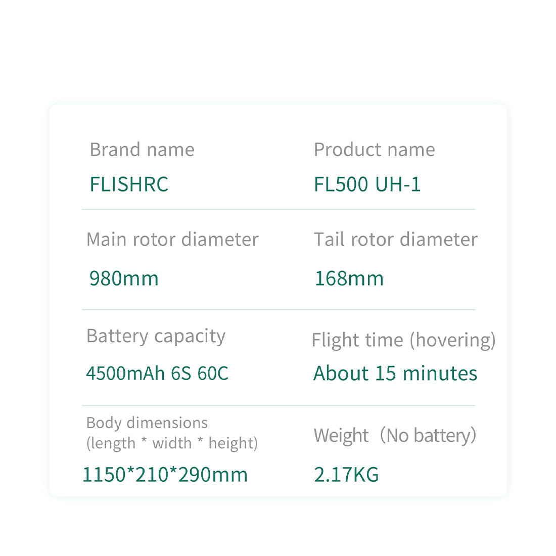 flishrc fl500 uh-1 huey 500-class 2.4g 6ch scale rc helicopter with l7 flight controller & 4-mode gps positioning