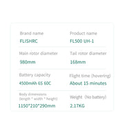 flishrc fl500 uh-1 huey 500-class 2.4g 6ch scale rc helicopter with l7 flight controller &amp; 4-mode gps positioning