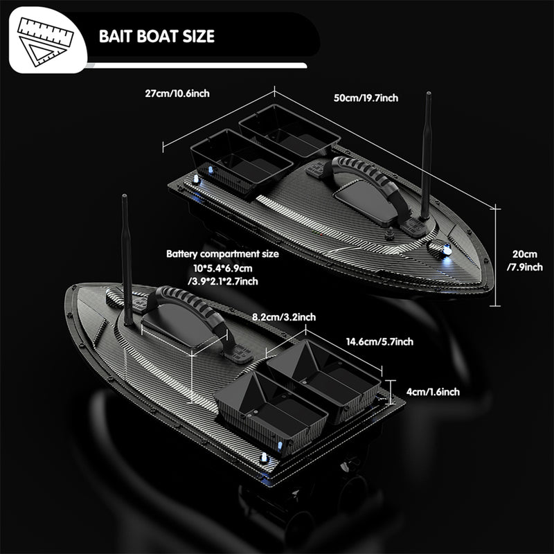 V070 GPS RC BAIT BOAT – 12000MAH, 500M RANGE, 1.5KG DUAL-HOPPER, 40 WAYPOINTS