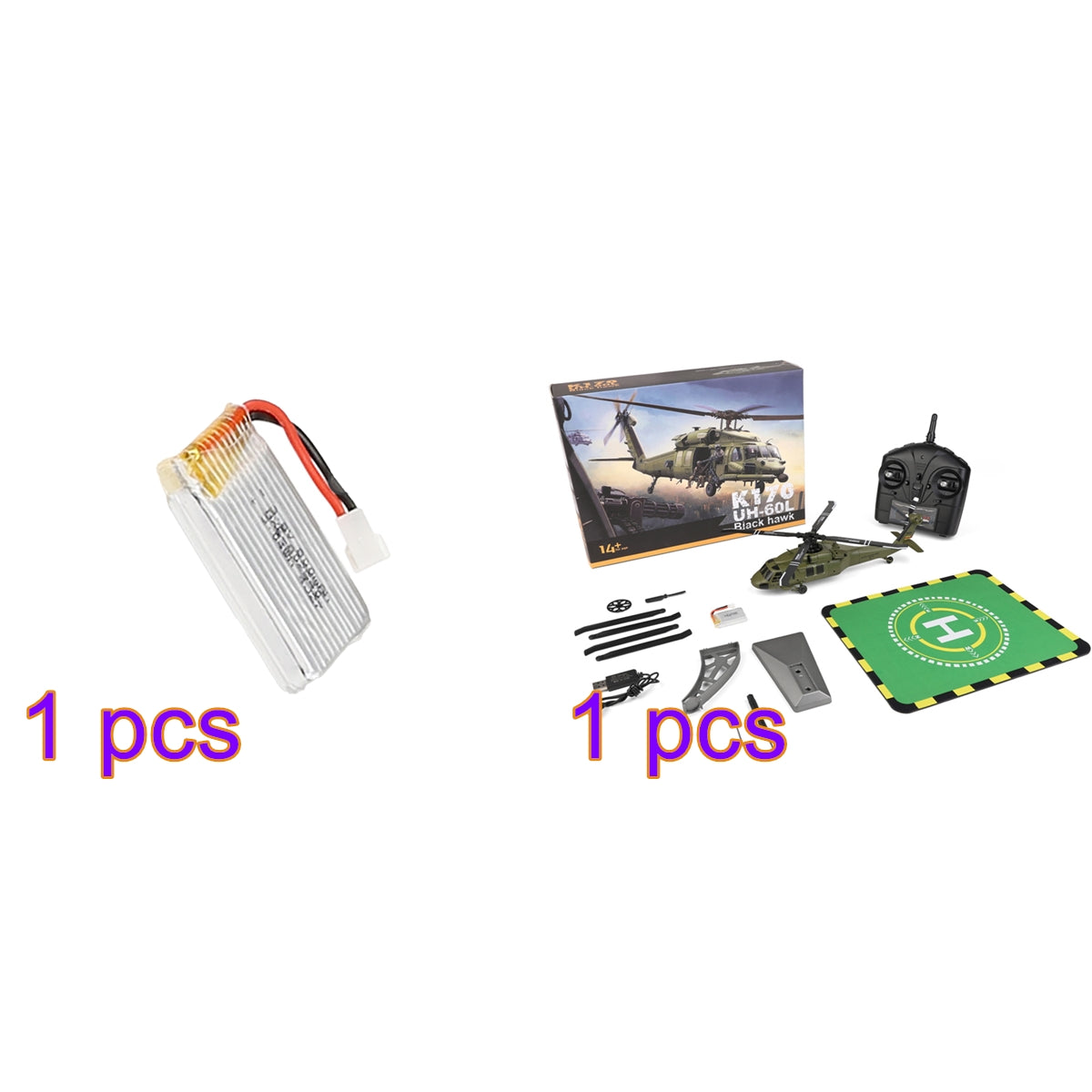 WL K170 Black Hawk UH-60L 170 Size 2.4G 4CH Flybarless RC Helicopter with Adjustable Left and right Hand Throttle (RTF Version)