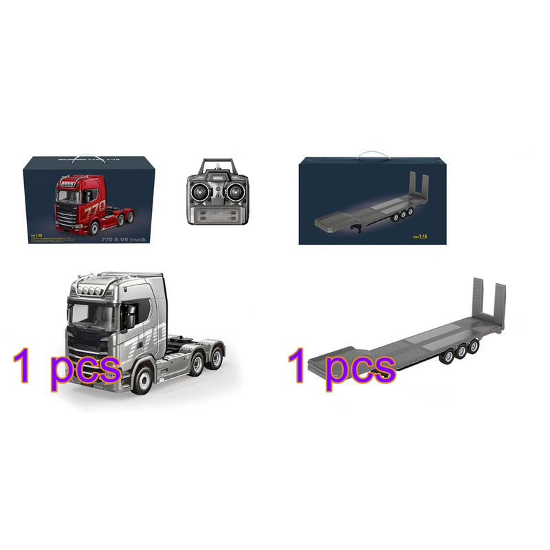 1/18 Scale 6x4 770S Heavy Duty Tractor Truck - RC Semi Trailer Model with Rear Wheel Drive