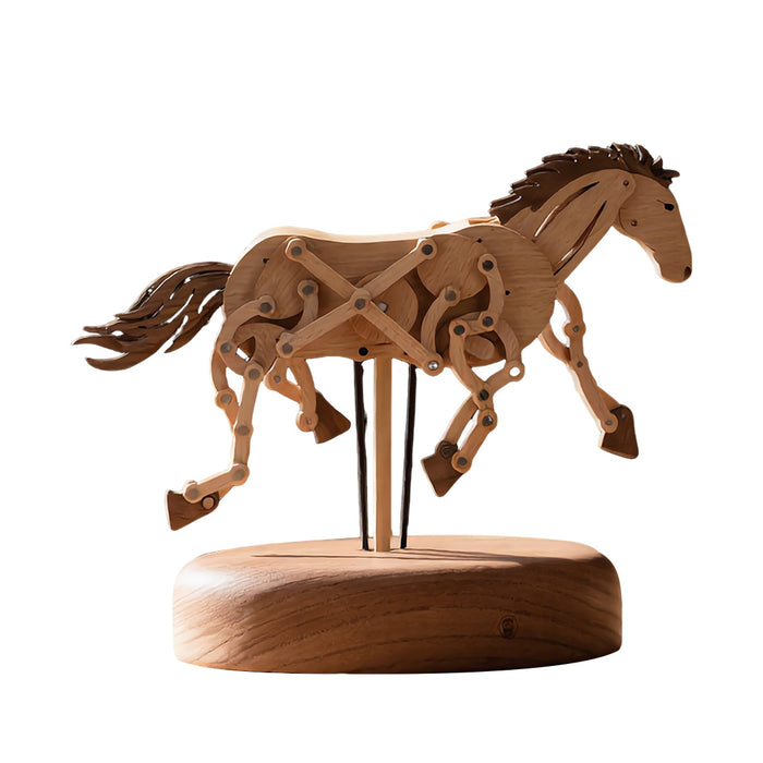 wooden qianli horse dynamic model - desktop stress relief display (non-music box)