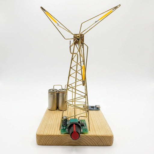 diy metal industrial-style windmill lamp model kit - rotatable creative desktop lamp