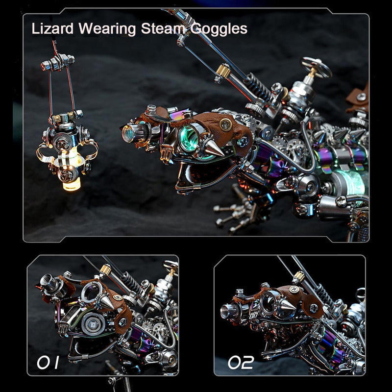diy steampunk chameleon lizard mechanical 3d metal model kit 1000pcs difficult puzzle