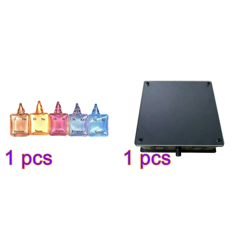 Periodic Table Inert Gas Collection Set, High Purity Noble Gas Glass Display With Base for Science Enthusiasts