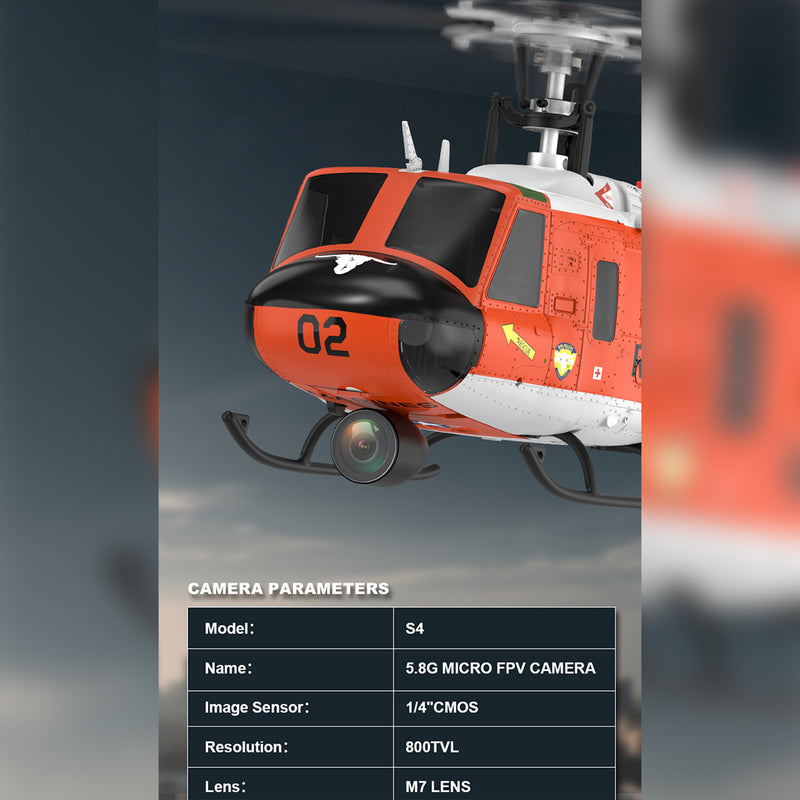 yu xiang f07h uh-1 huey rc helicopter 1/34 scale 8ch brushless flybarless gps rtf with altitude hold & one-key figure 8 flight