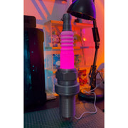 3d printed spark plug rgb led desk lamp – industrial table light for garage, gaming room & workshop