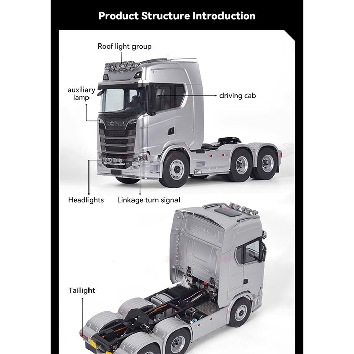 1/14 scale 2.4g 6x6 all wheel drive full-proportional rc tractor truck with 2-speed and realistic sound and lights gift for boys