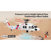 wl k270 uh-60l 2.4g 4ch 170-class 4-rotor flybarless realistic helicopter model with barometric altitude & left/right hand throttle adjustment (optical flow rtf version)