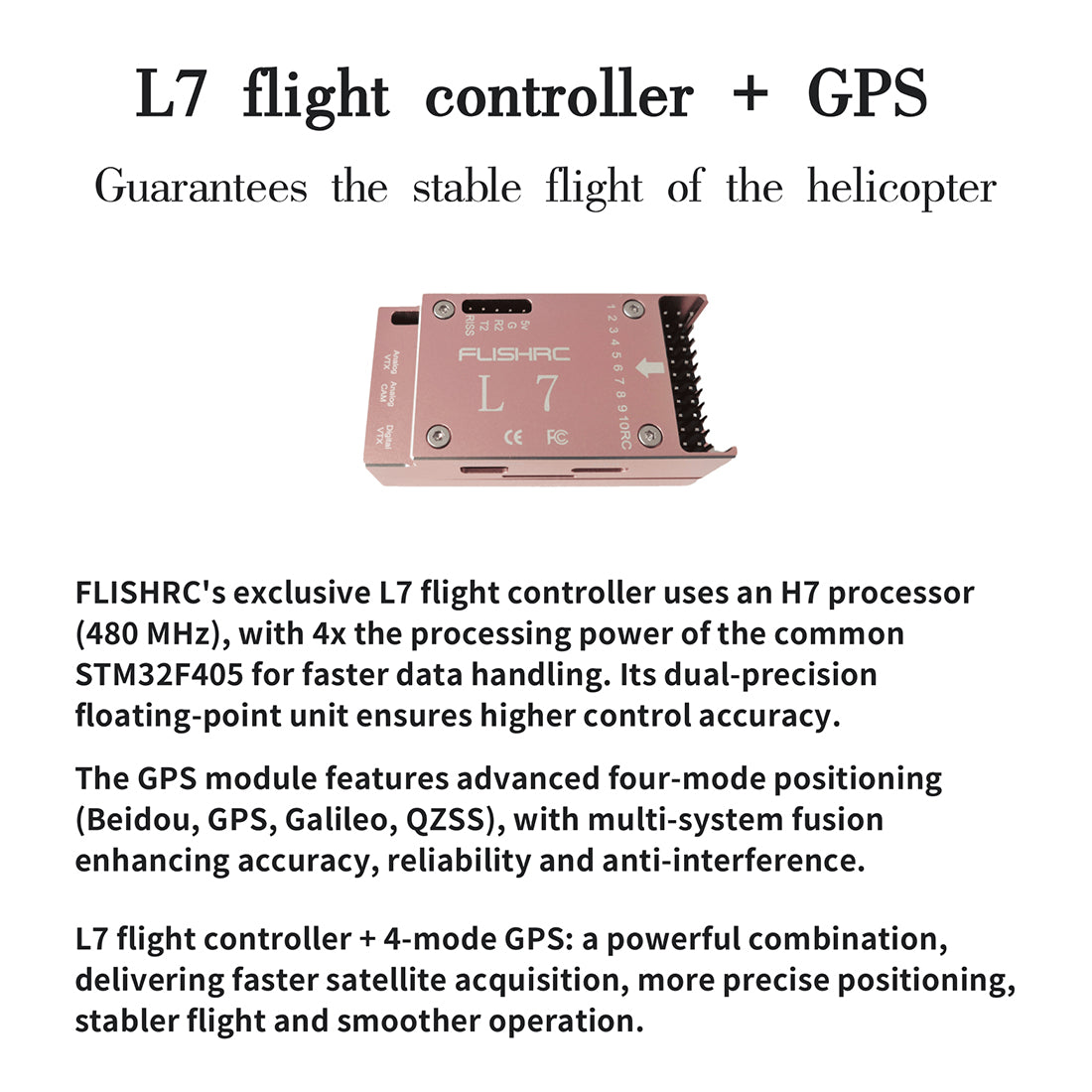 flishrc fl500 uh-1 huey 500-class 2.4g 6ch scale rc helicopter with l7 flight controller & 4-mode gps positioning