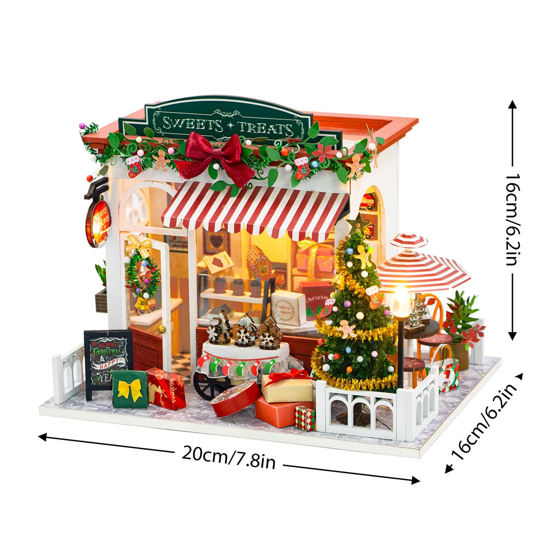 wood handcrafted miniature christmas candy house model kit