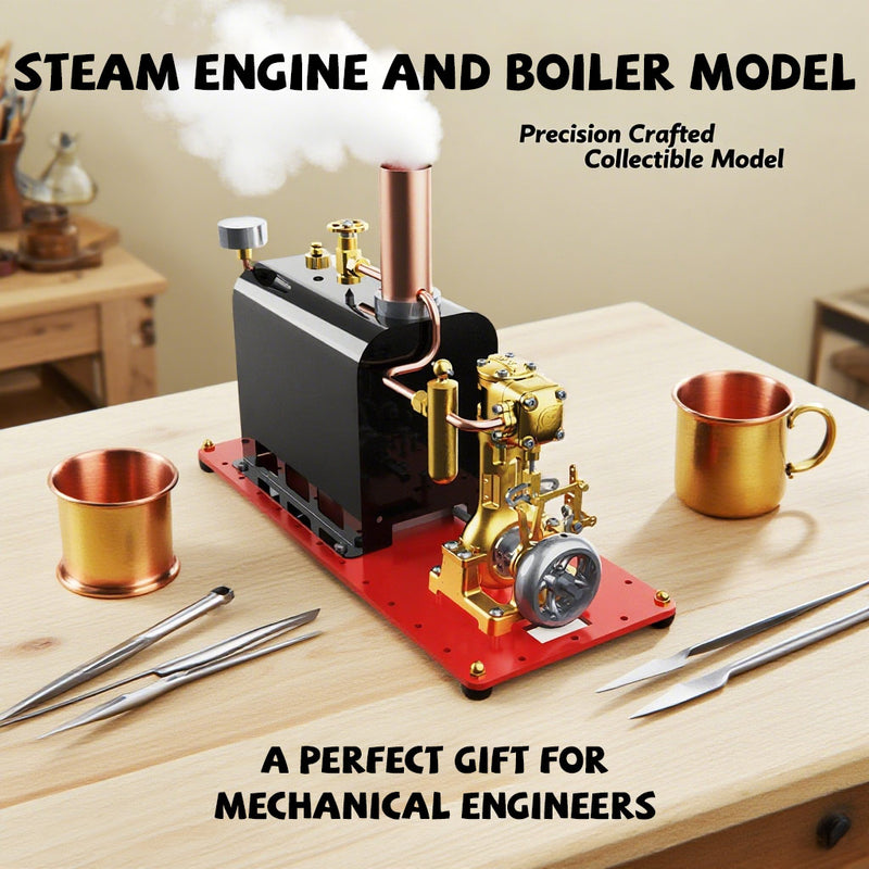 rw-bl1k mini reversible reciprocating single-cylinder live steam engine kit with boiler diy kit