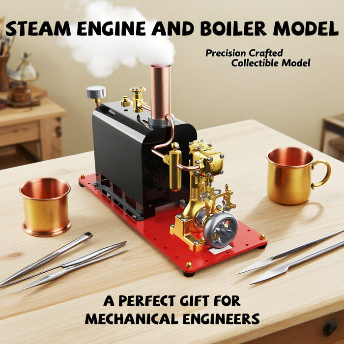 rw-bl1k mini reversible reciprocating single-cylinder live steam engine kit with boiler diy kit