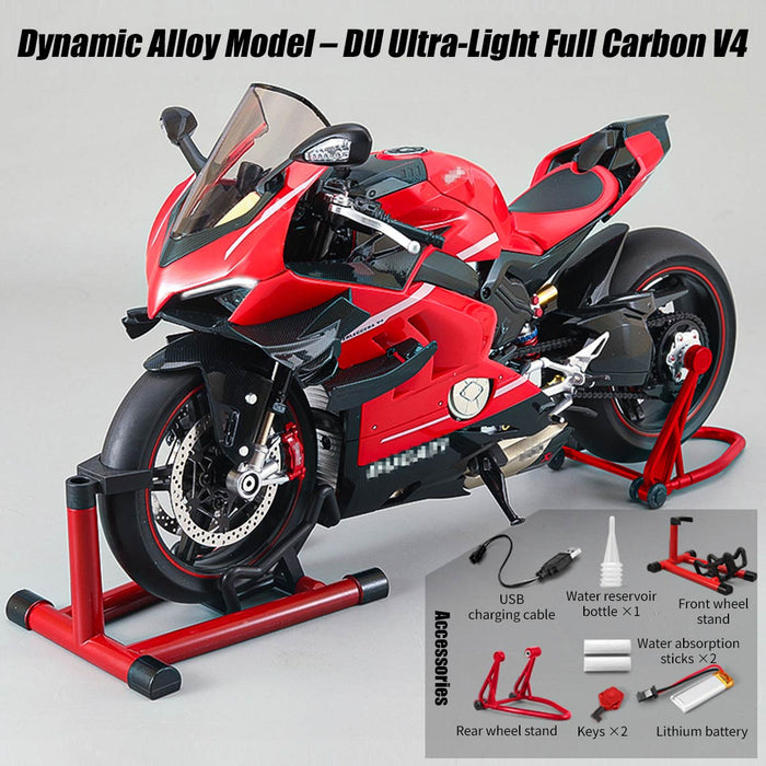 1/7 scale alloy dynamic motorcycle model v4 top edition with ignition system & smoke spray
