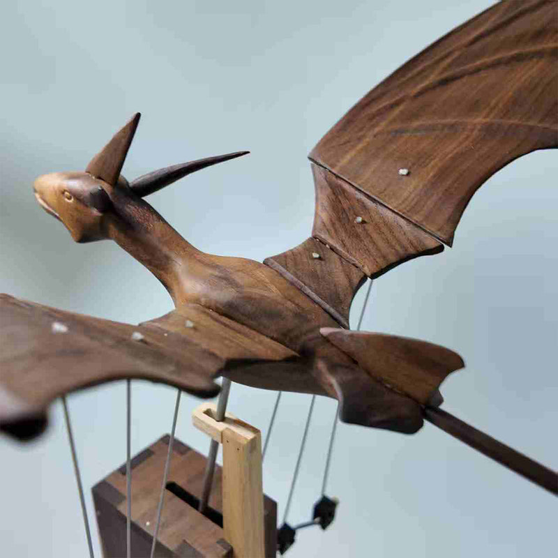 handcrafted wooden western fire dragon dynamic model - desktop stress relief display (non-music box)
