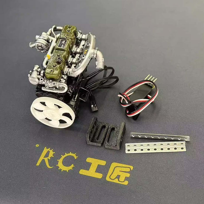 Scale Desktop Engine 1/10 Scale Resin Inline Four-Cylinder Functional Vintage Diesel Engine ...