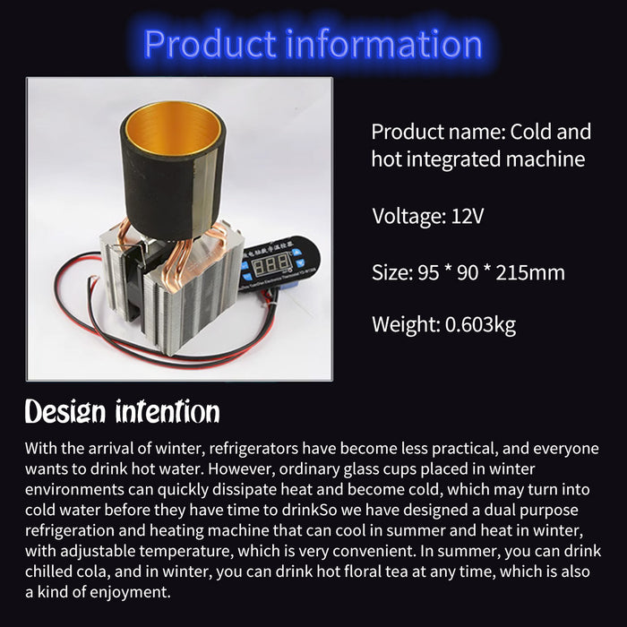12V Semiconductor Intelligent Cooling & Heating Device Dual-Mode Temperature Control with Digital Display Mini Air Conditioner