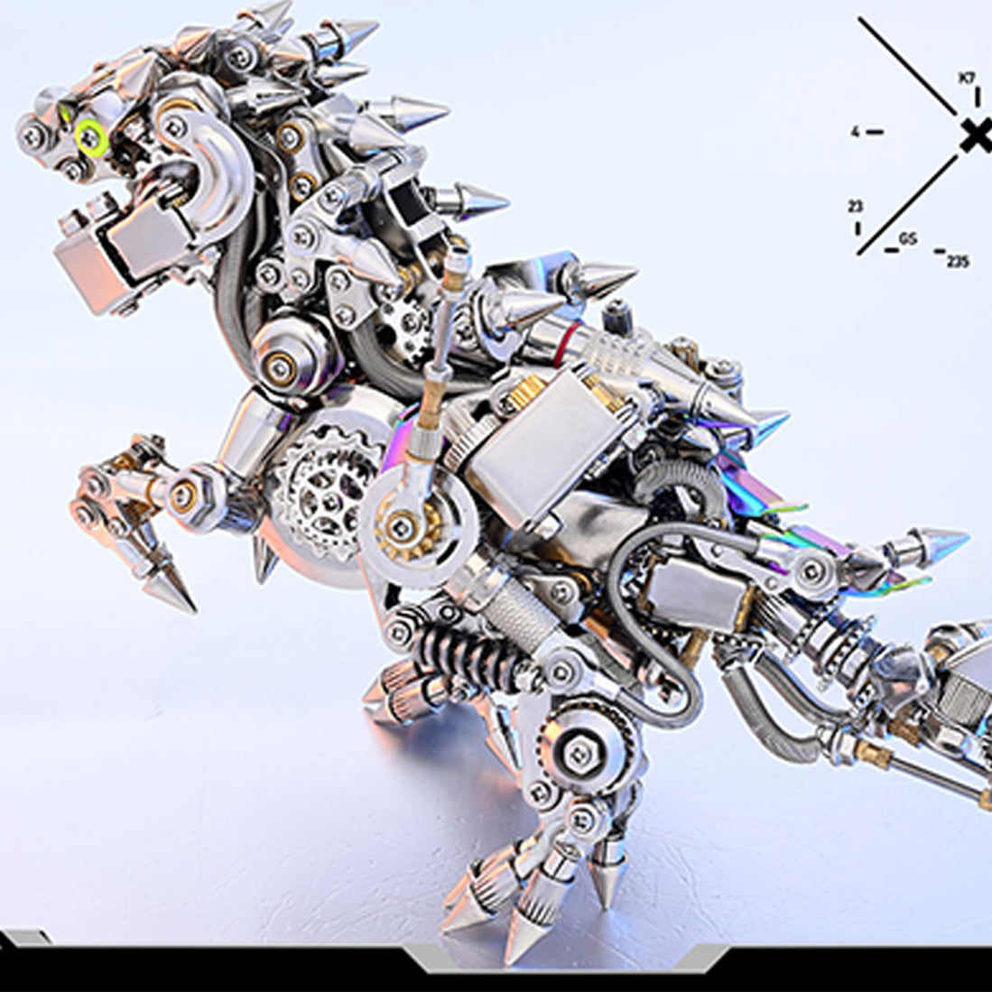 3D DIY Mechanical Dinosaur with Wings Punk Metal Assembly Dinosaur Mod ...