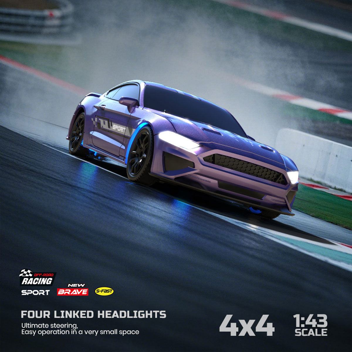 1/43 scale 2.4g full-proportional mini electric rc drift racing car model with led lights