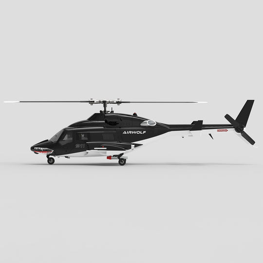 WOLFBUSH AW-911 Airwolf 1/34 Scale 2.4G 9CH Flybarless RC Helicopter Model with 6G/3D Stunt Mode and GPS Positioning