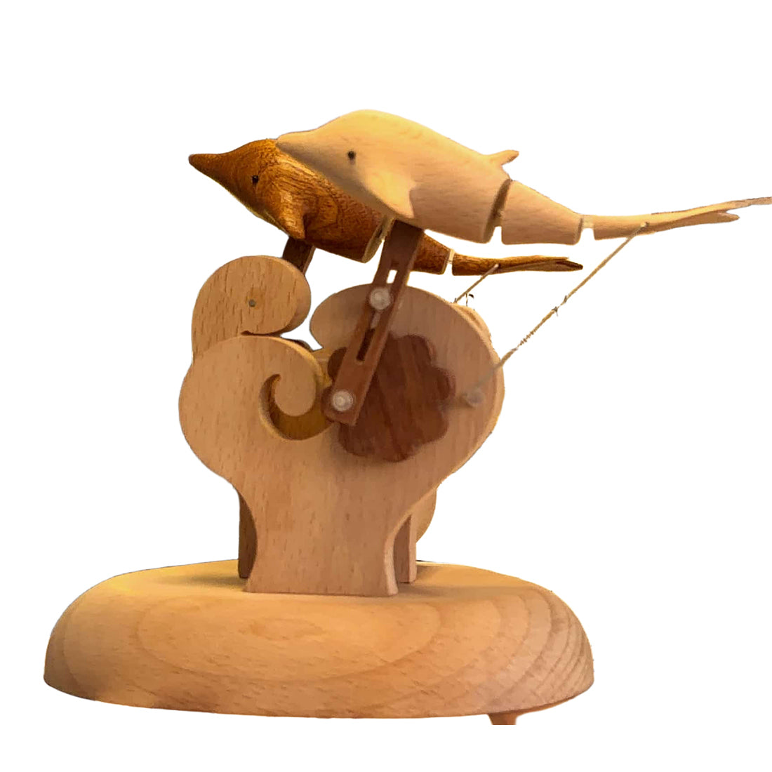 handcrafted wooden dolphin dynamic model - desktop stress relief display