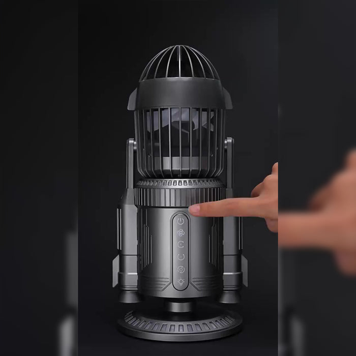 rocket-style desktop fan with dual mist spray &amp; rgb lights - ultra-quiet tech decor for office