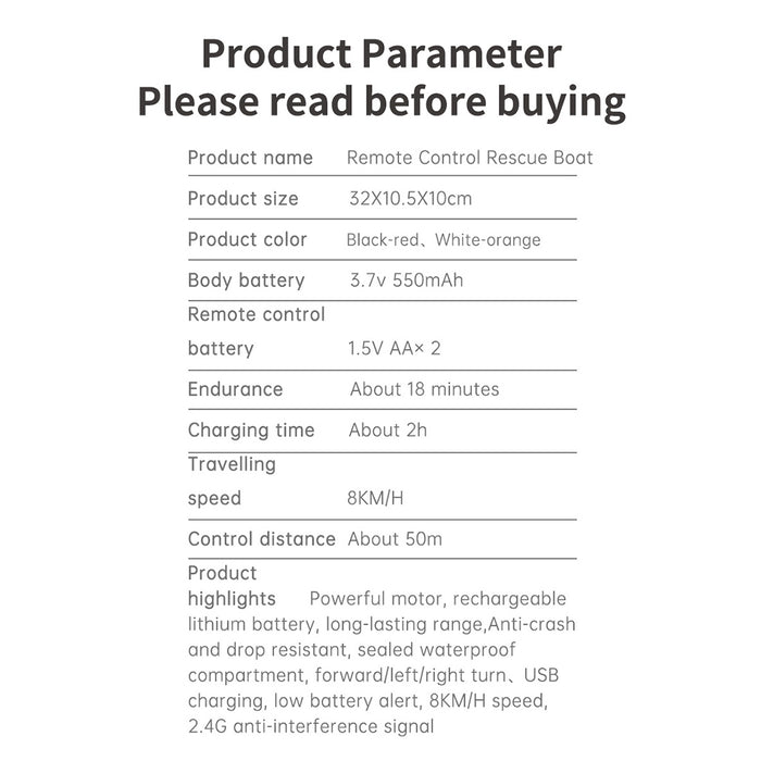 1/32 scale 2.4g 8km/h rc rescue boat model rtr version