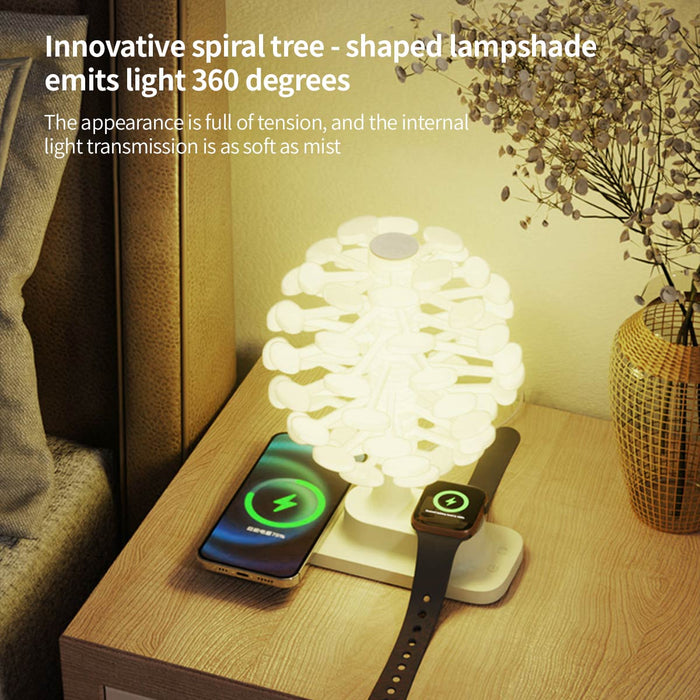 wireless fast charging spiral tree night light – creative desktop lamp, ambient bedroom decor