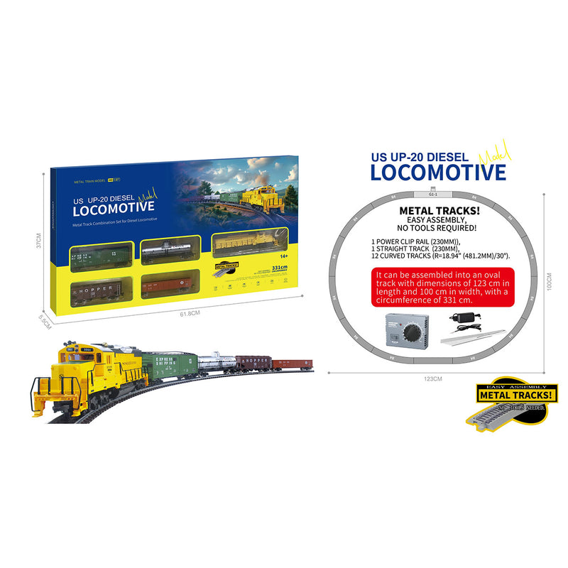 1/87 ho scale us union pacific fp-7 diesel locomotive & metal track model train set