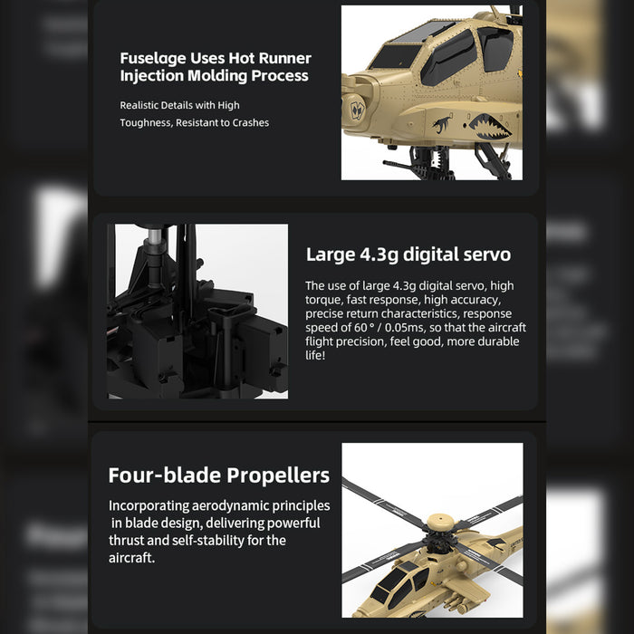 wolfbush & yu xiang f11-n ah64 apache rc helicopter – 1/32 scale 2.4g 6ch coaxial dual rotor with optical flow altitude hold