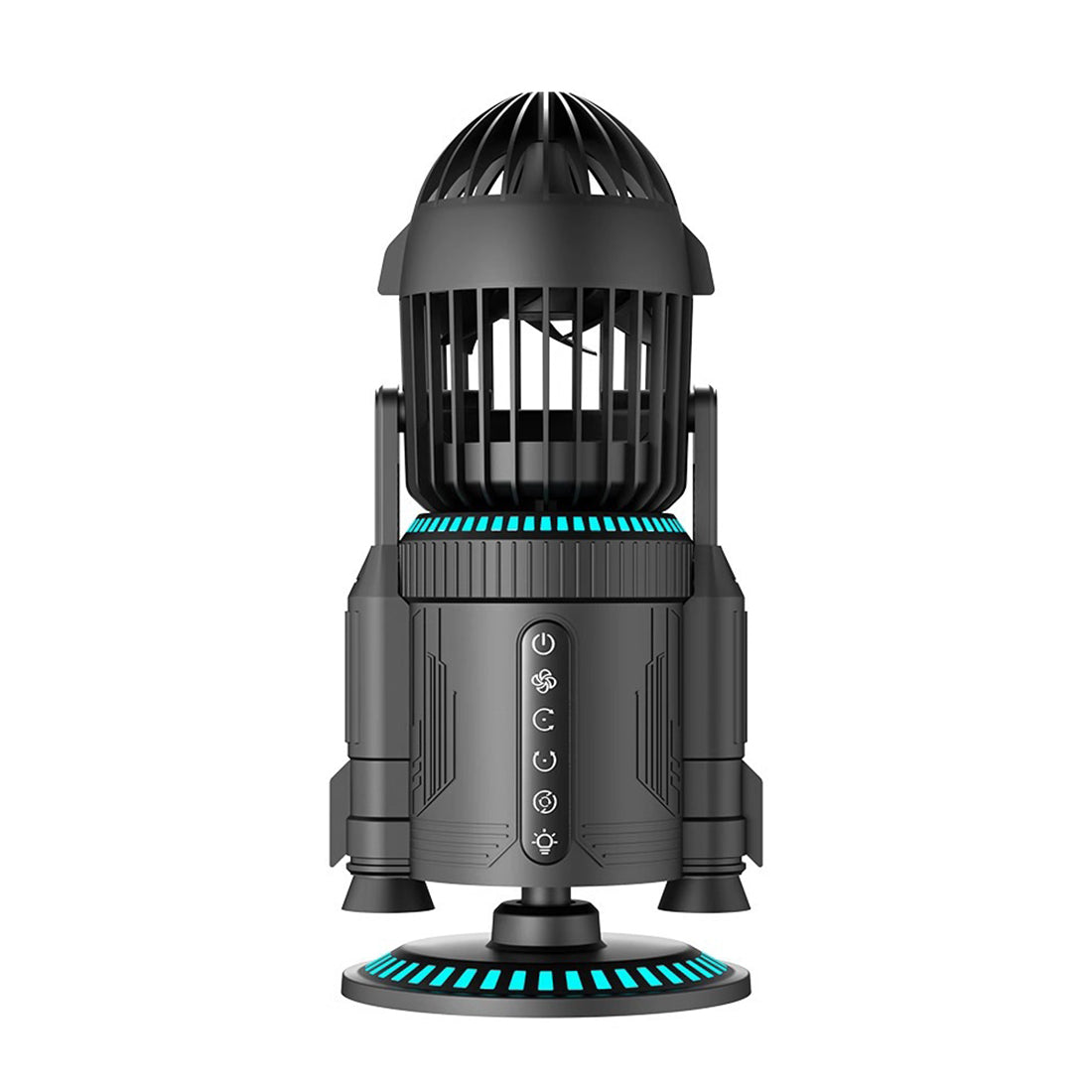 rocket-style desktop fan with dual mist spray & rgb lights - ultra-quiet tech decor for office