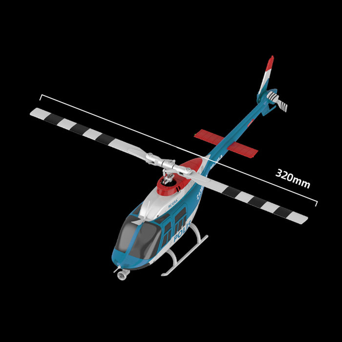 rc era c138pro 1/33 scale bell 206 2.4g 6ch flybarless single-rotor rc helicopter model with one-touch inverted flight (rtf version/police livery)