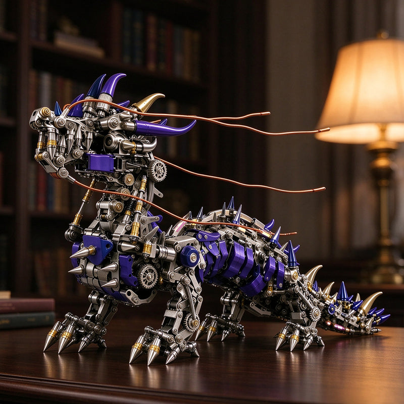 punkbuild mechanical qilin metal model kit with led lights