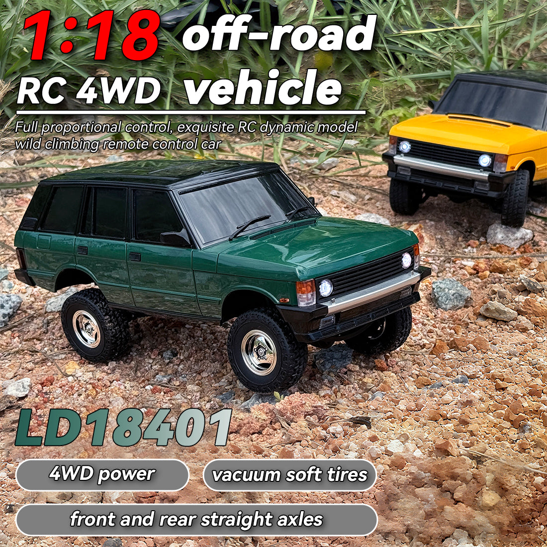 1/18 scale 2.4g 3ch 4wd off-road rc car model with flip-up headlights