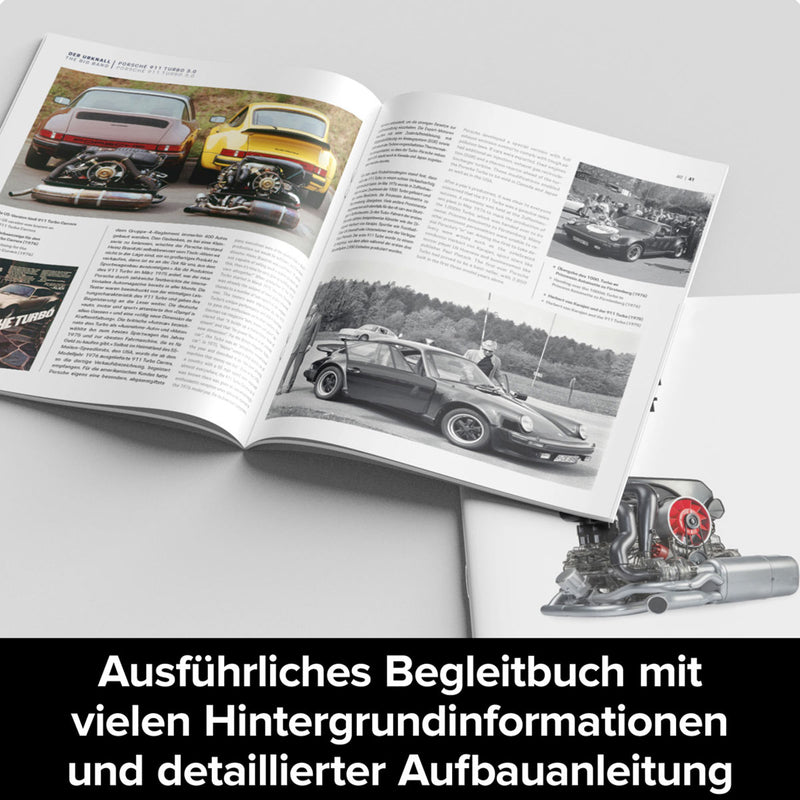 1/3 scale diy horizontal opposed 6-cylinder engine kit with operational turbocharger - electric motorized stem educational display model