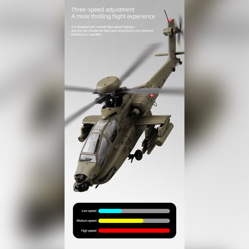 rc era c170 ah-64d 1/48 scale 2.4g 6ch flybarless military rc helicopter model with optical flow positioning, tof altitude hold, one-key inverted flight and brushless motor (rtf version)