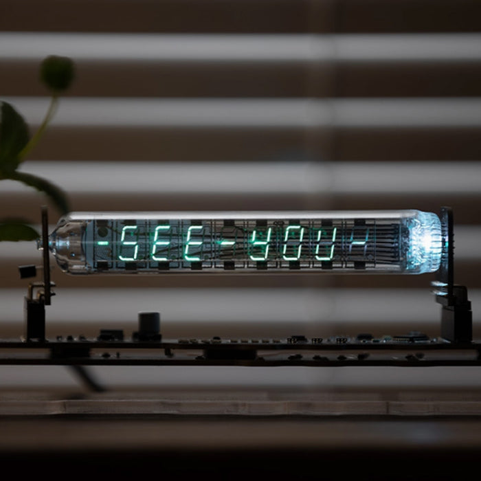 iv18 vacuum fluorescent tube clock - cyberpunk nixie tube decor, rgb glowing display for pc gaming setup