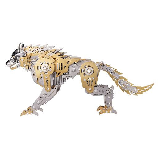 3D Metal Puzzle Mechanical Wolf Kit-Steampunk Creature Model with Movable Joints, Desktop Display Collectible Mechanical Figure - EngineDIY