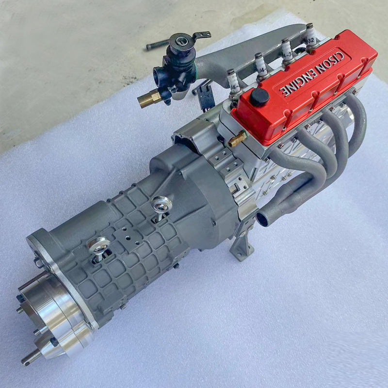 CISON Miniature Simulation Dual Clutch Four Speed Alloy Climbing Rescue Vehicle Gearbox Model Including reverse transmission transfer case engine extension shaft, servo control bracket For CISON inline four-cylinder engine model Professional model car and boat DIY modification parts Enginediy