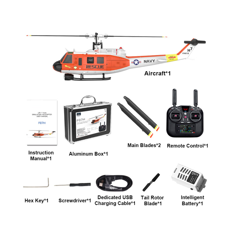 yu xiang f07h uh-1 huey rc helicopter 1/34 scale 8ch brushless flybarless gps rtf with altitude hold & one-key figure 8 flight