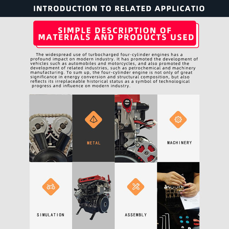 TECHING L4 Engine Model Kit that Works - Build Your Own Engine - Full Metal 4 Cylinder Car Engine Kit Car Engine Model Upgraded Version - EngineDIY