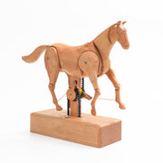 wooden mechanical horse automaton model, handcrafted dynamic horse sculpture with moving limbs & tail, desktop art decor (assembled)