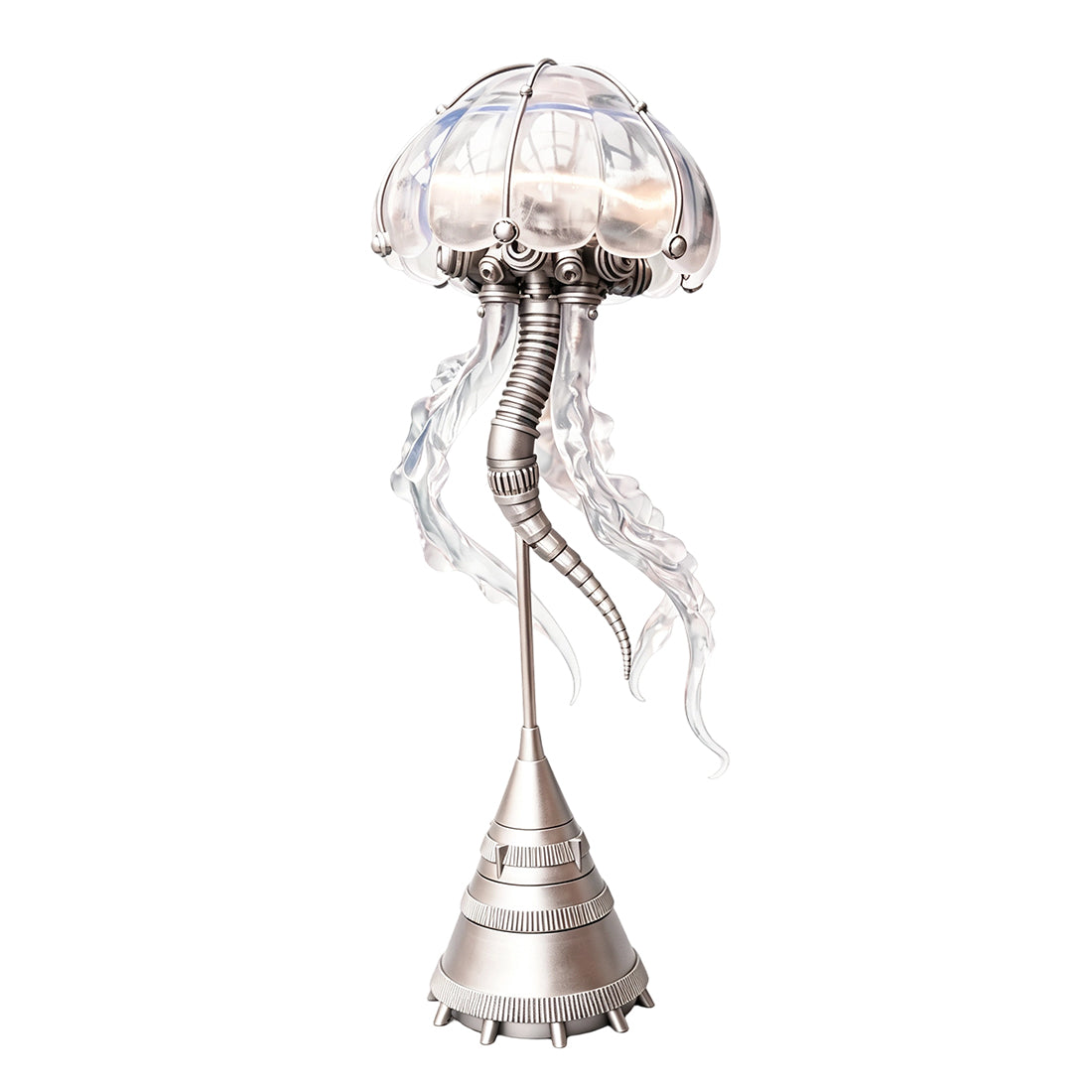 steampunk mechanical jellyfish sculpture with remote control led light, industrial desktop decor