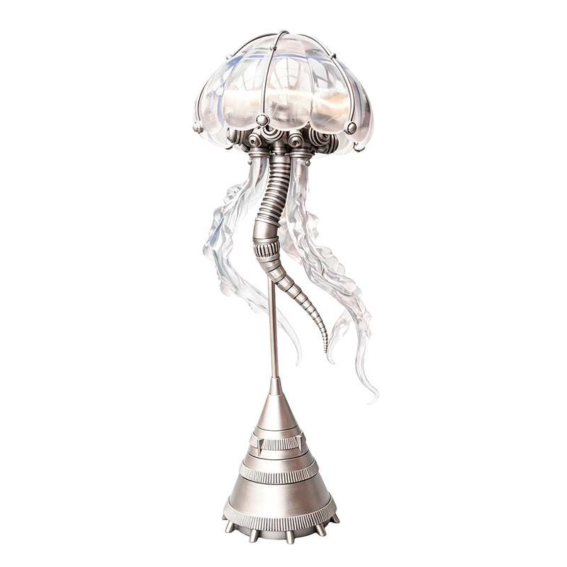 steampunk mechanical jellyfish sculpture with remote control led light, industrial desktop decor