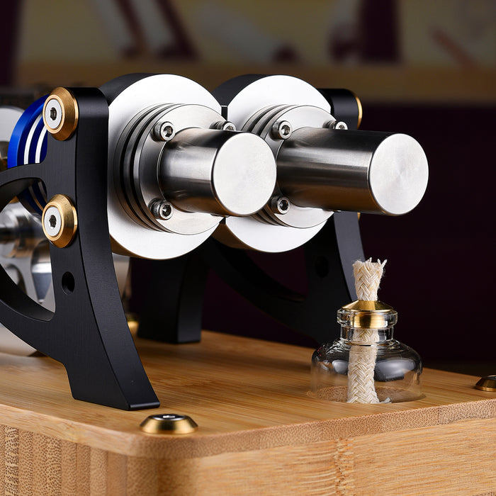 ENJOMOR α-type Alpha Double-Cylinder Double-Piston Hot Air Stirling Engine Model Toy Gift for Science and Education Machinery Enthusiasts