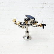 solar powered steampunk robot metal mechanical model, rotating stem educational desktop decor (lying version)