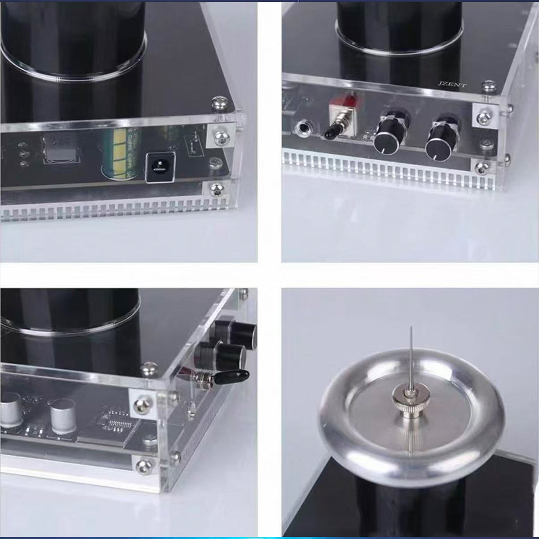 glow coil high voltage ion experiment, desktop electric display with audio input