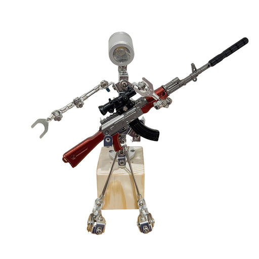 metallic silver large 3d steampunk diy robot lighting with weapons