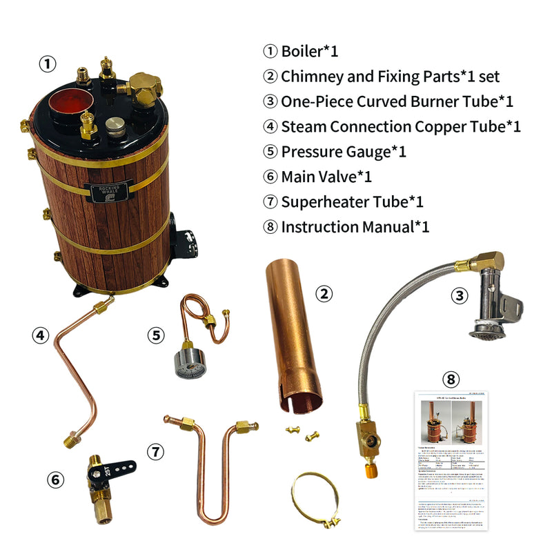 RW-B2 500mL Vertical Steam Boiler Model for Model Ship Steam Engine